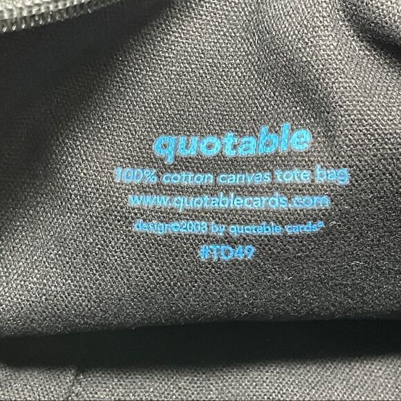 Quotable Canvas Black Tote Bag Quote by Rainier Maria Rilke Zippered - Picture 4 of 6